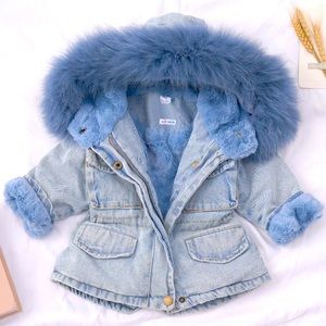 Oversize denim fur hooded winter coat jacket (mommy and me set)